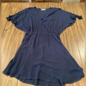 Anthropologie On The Road  Gauze Blue tassle short Sleeve Mini Dress small